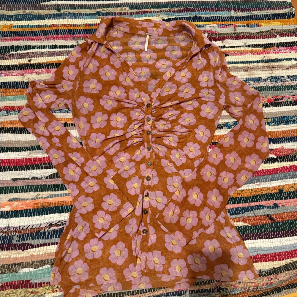 Free People Lucky Shirtee in Rust